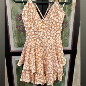Pink Lilly Delightfully In Love Orange Floral Romper - Large